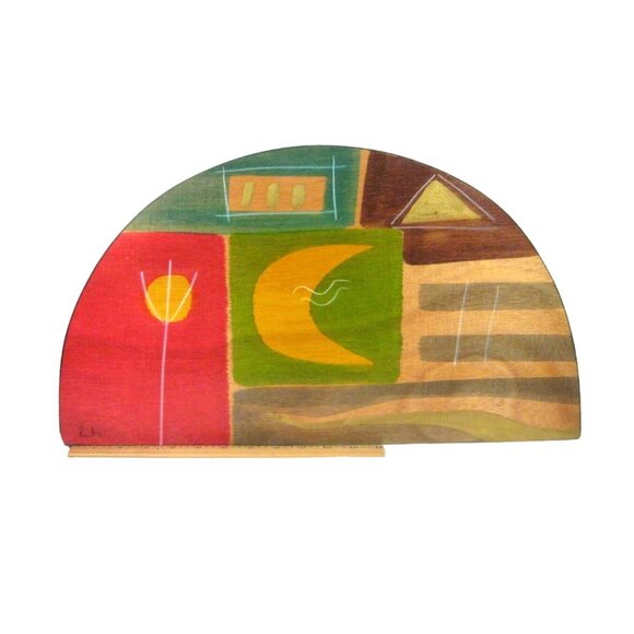 Kakadu Hand Painted Half Circle Wood Wall Art Signed 20 x11 in Design Decor READ - Picture 9 of 12